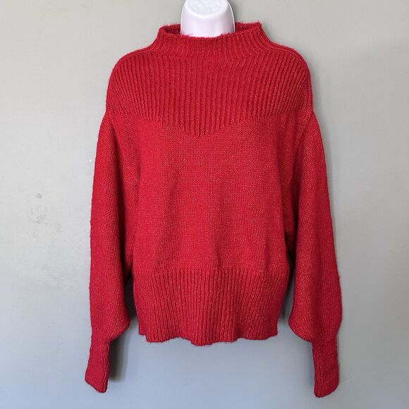 Sweater Womens M Red Chunky Knit Dolman Whimsigoth Cozy Nordic Scandi Cozy Soft - Picture 1 of 8